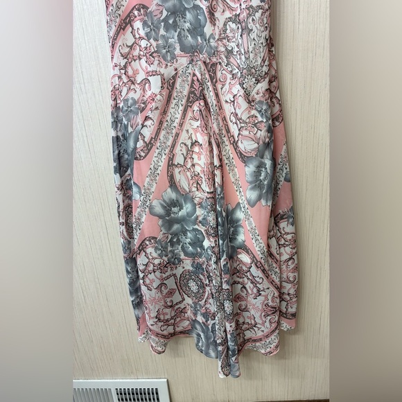 Vintage Y2K Robbie Bee Pink & Gray Cow Neck Dress | Baroque Floral 90s Glam 12 - Picture 4 of 9